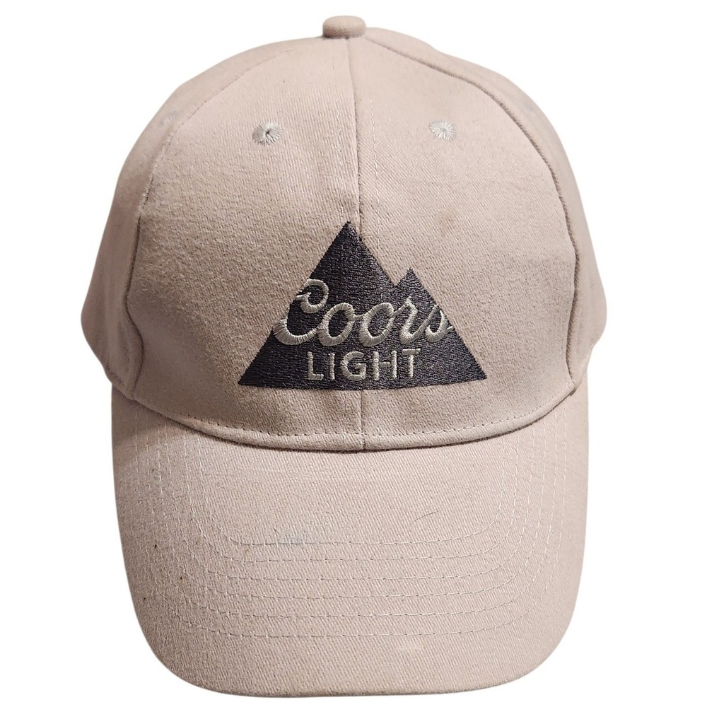 Coors Light Embroidered Mountains Logo Tan Baseball Cap Hat Snapback Mens